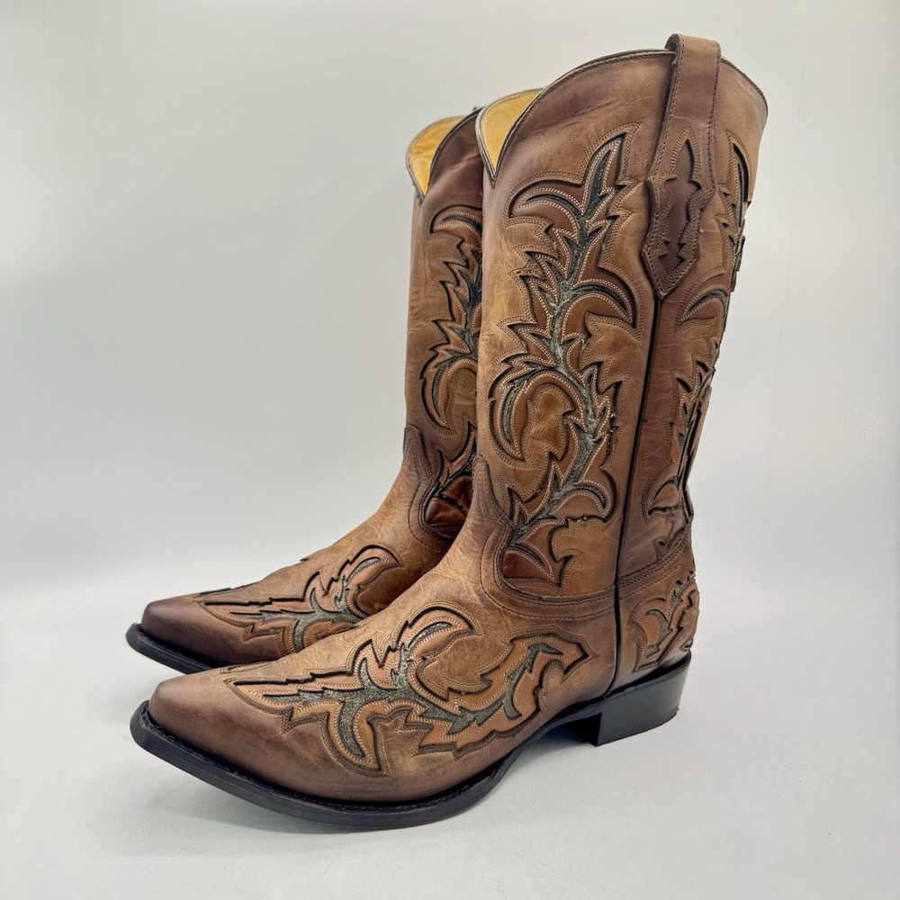 Corral Embroidery And Inlay Boots Men's Size 11 D Brown Leather